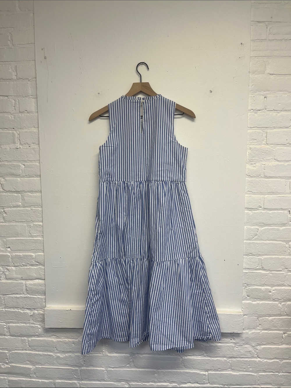 J. Crew Blue and White Striped Midi Tiered Dress - Picture 6 of 6
